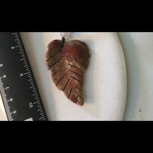 Large Multi-Colored Carved Leaf Agate Purse Tag